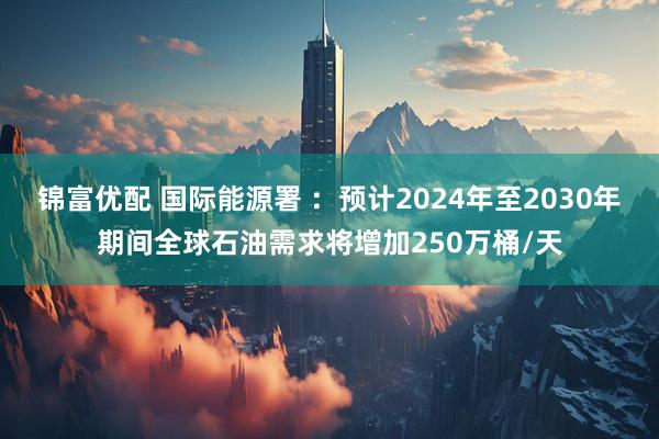 锦富优配 国际能源署 ：预计2024年至2030年期间全球石油需求将增加250万桶/天