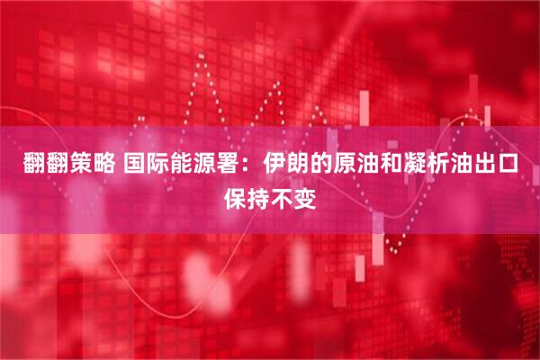 翻翻策略 国际能源署：伊朗的原油和凝析油出口保持不变