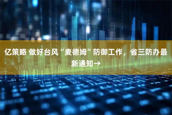 亿策略 做好台风“麦德姆”防御工作，省三防办最新通知→